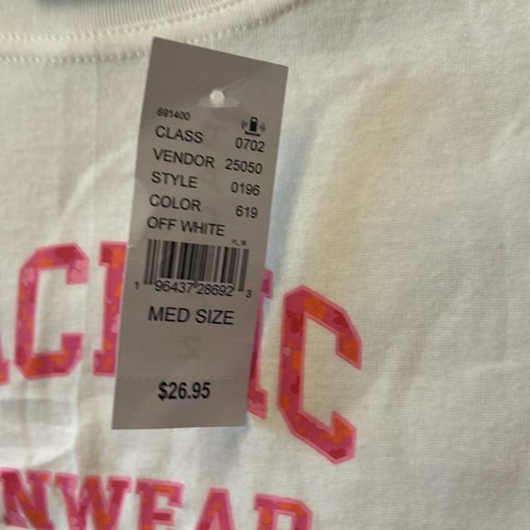 Pacsun pacific sun wear midriff tee white, pink lettering size m new with tags - Picture 2 of 3